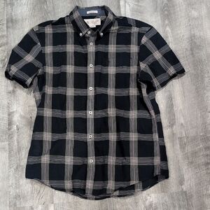 Original Penguin Dark Blue Plaid Button Down Shirt Size Medium